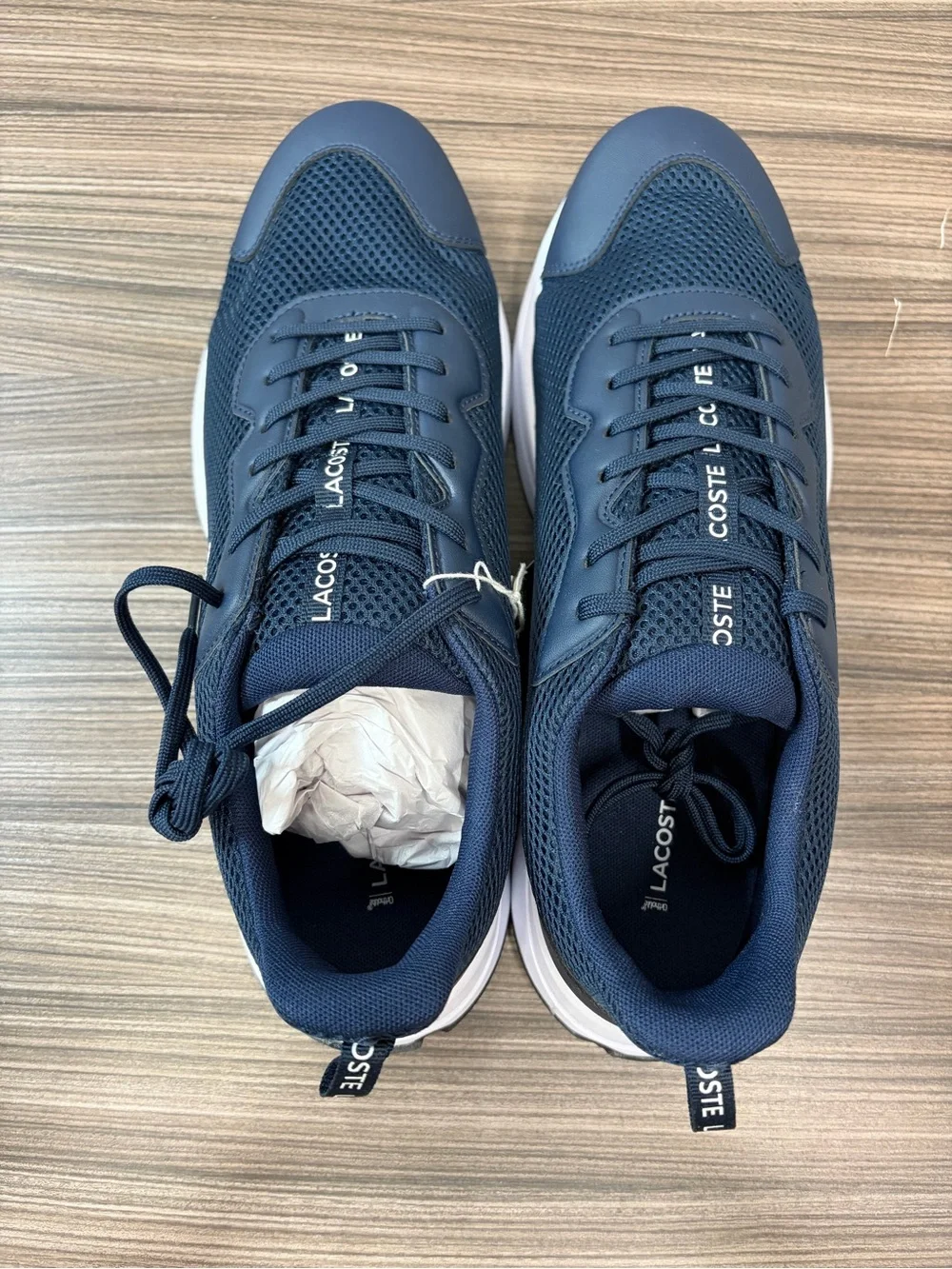 Lacoste Navy Mesh Athletic Sneakers with White Sole